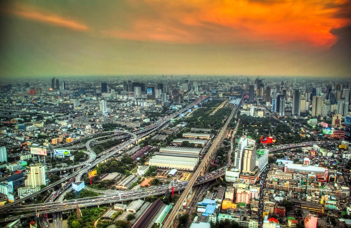 Aerial View from Bangkok Thailand's Tallest Building Baiyoke Sky Hotel